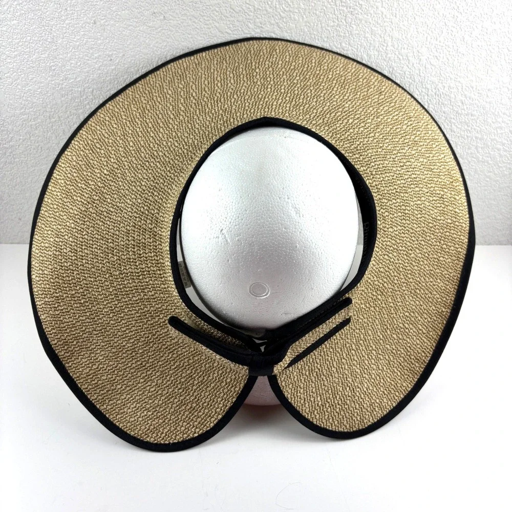 Rima Beach World Sun Visor Women OS Tan Wide Brim Straw VT 6040